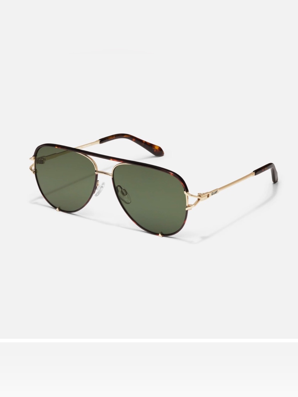 Quay Australia High Key Twist Sunglasses - Tortoise & Gold with Green Lenses